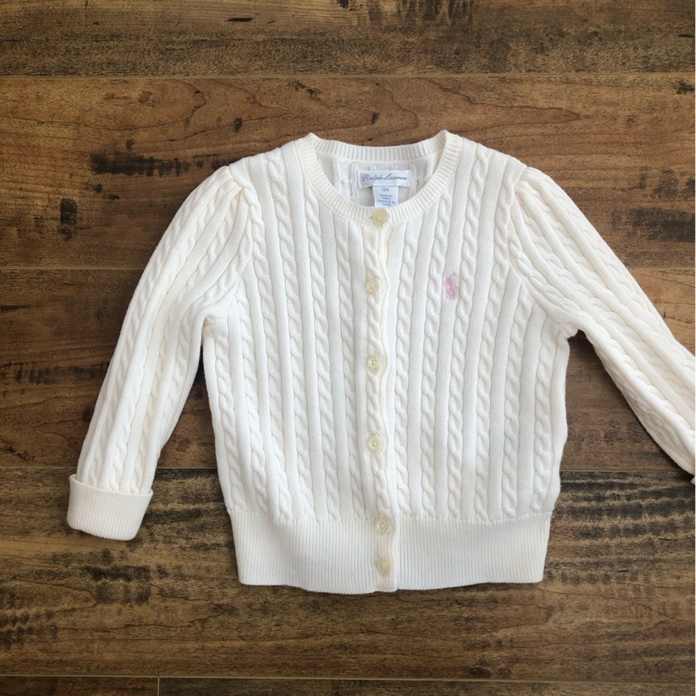 Ralph Lauren Mini-Cable Cotton Cardigan 12M - Picture 2 of 10
